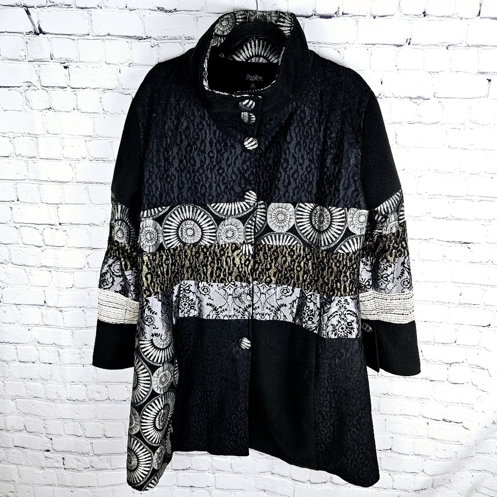 PAPILLON | patchwork button-up collared jacket - Picture 3 of 8